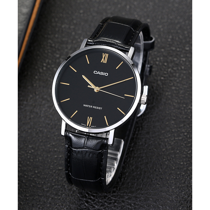 นาฬิกา Casio รุ่น MTP-VT01B-1B นาฬิกาผู้ชาย สายแสตนเลสสีดำ หน้าปัดดำ- ของแท้ 100% รับประกันสินค้า 1 ปีเต็ม