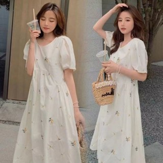 ชุดคลุมท้อง (07) สีครีมลายดอกเล็ก
