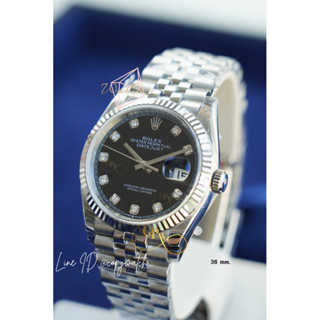 Rolex Datejust 36 mm. Black diamond number automatic swiss movement