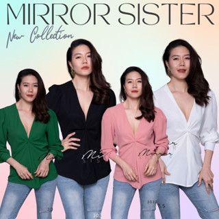 🔖ป้าย Mirrorsister 30322.5 เสื้อทรงสวย คอวีลึก จับdrappedย่นช่วงเอว