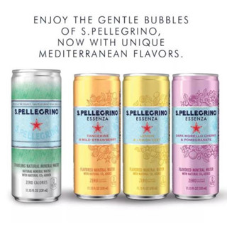 s.pellegrino essenza mineral water 330. น้ำแร่อัดก๊าซ กลิ่นต่างๆ กระป๋อง นำเข้าจากอิตาลี🇮🇹