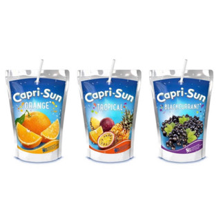 Capri-Sun juice (cherry / orange) 200ml. น้ำเชอรี่ และน้ำส้ม นำเข้าจากเยอรมัน🇩🇪พร้อมหลอดดูด