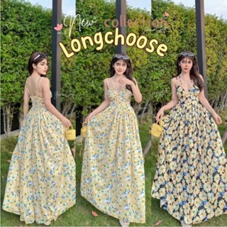 yellow flower dress Maxidress เดรสยาวคล้องคอ ผูกหลัง ผ้าไหมดิจิตอลพิมลายผ้า ลายดอกไม้สีเหลือง เดรสไปทะเล yanin