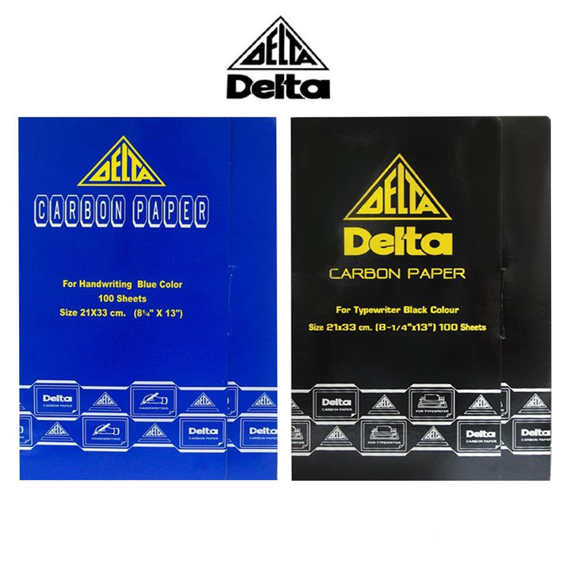 Delta กระดาษคาร์บอน กระดาษก๊อปปี้ สีน้ำเงิน สีดำ ขนาด 21x33 ซม. (100แผ่น) [S24]