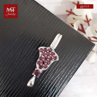 MT จี้พลอยแท้ โรโดไลท์ (Rhodolite) ตัวเรือนเงินแท้ ชุบทองคำขาว (gp333) MT Jewelry มณีธารา