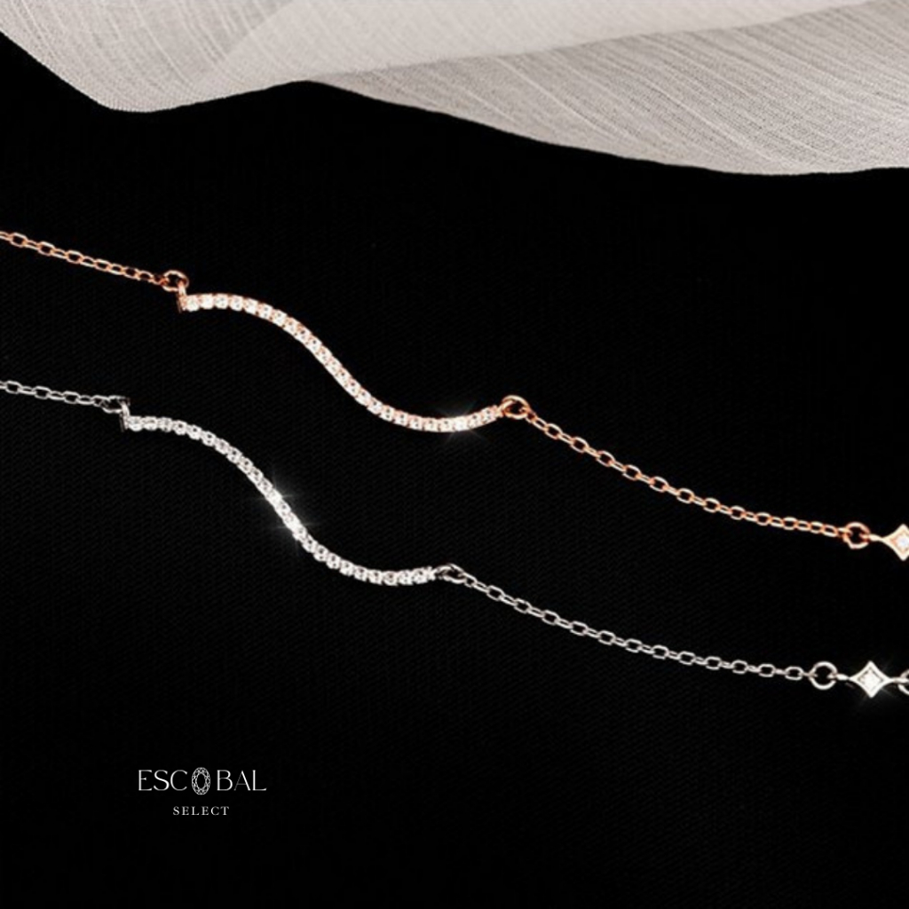 ESCOBAL พร้อมส่ง Silver Wave จี้เพชร Moissanite สร้อยคอเงินแท้ สร้อยคอดีไซน์สุดเก๋ วาเลนไทน์ - รูปที่ 6