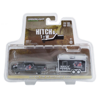 Greenlight 1/64 Hitch &amp; Tow Series 27 - 2018 Ram 2500 and Merchandise Trailer 32270-C