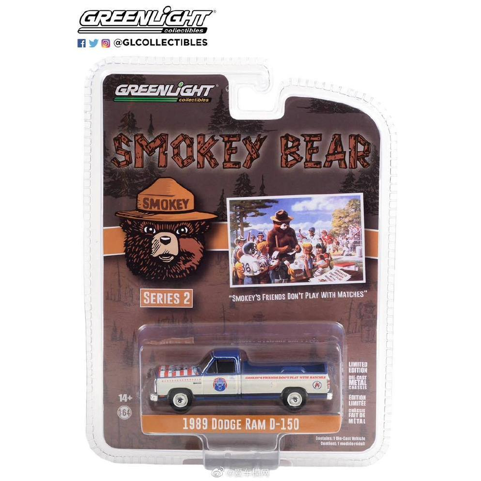 Greenlight 1/64 Smokey Bear Series 2 - 1989 Dodge Ram D-150 38040-D
