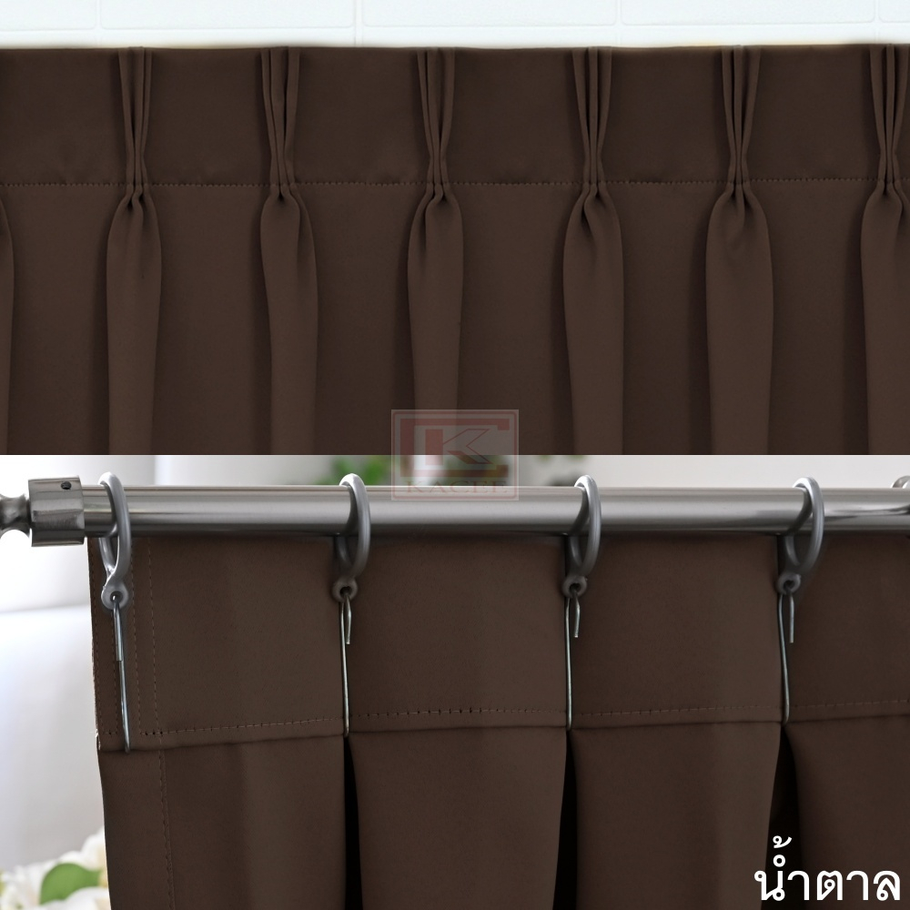 KACEE ผ้าม่านจีบสำเร็จรูป กันแดดกันแสง UV เนื้อสัมผัสนุ่ม รุ่น Black Silk3 (1 ผืน) - รูปที่ 6