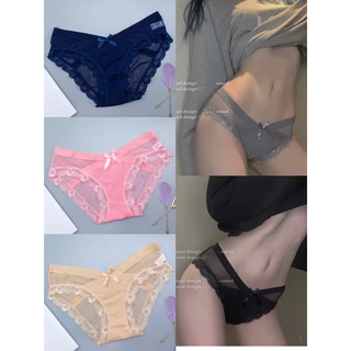 🔥สินค้าพร้อมส่งจากไทยกางเกงในผ้าซีทรู แต่งขอบลูกไม้สวยน่ารัก M-XL 5สี Sexy Lace Underwear Low Waist ZXLSNK