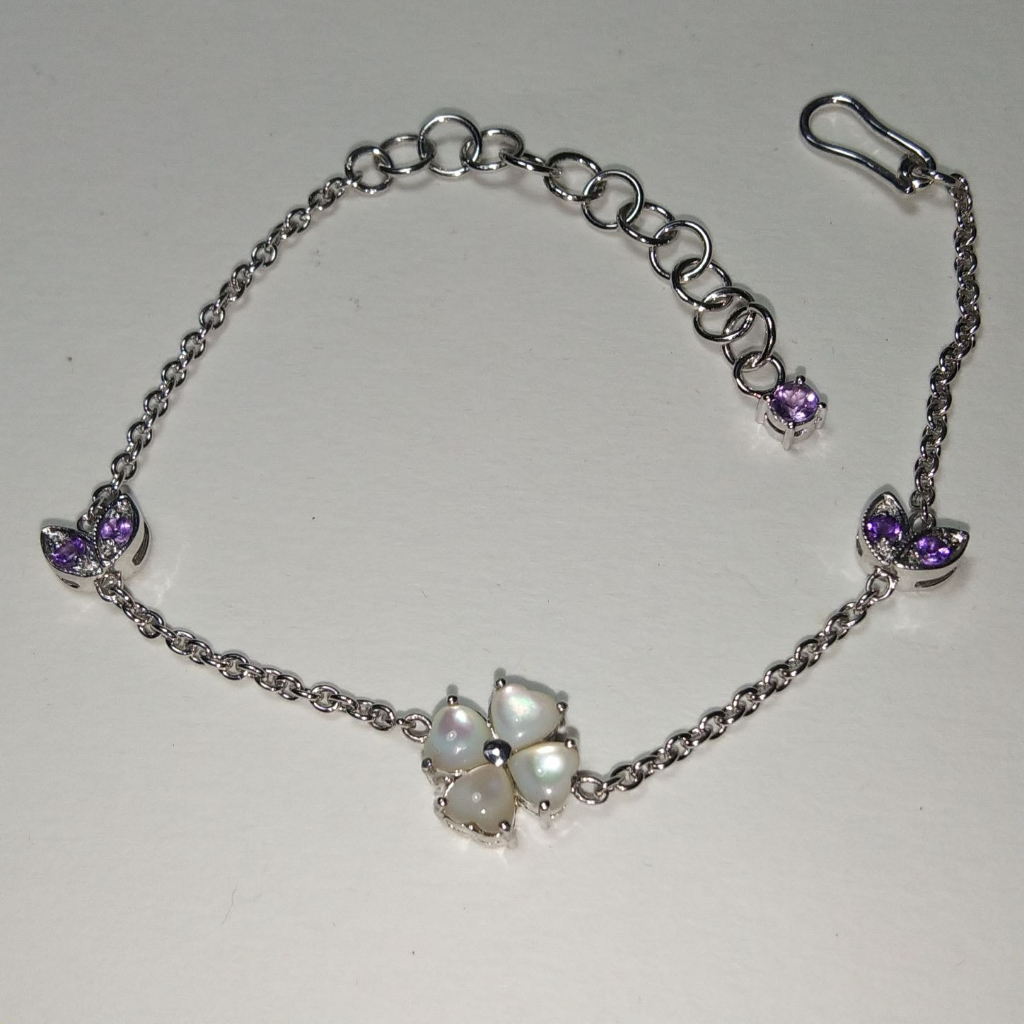 Q18สร้อยข้อมือเงินแท้พลอยแท้พร้อมส่ง