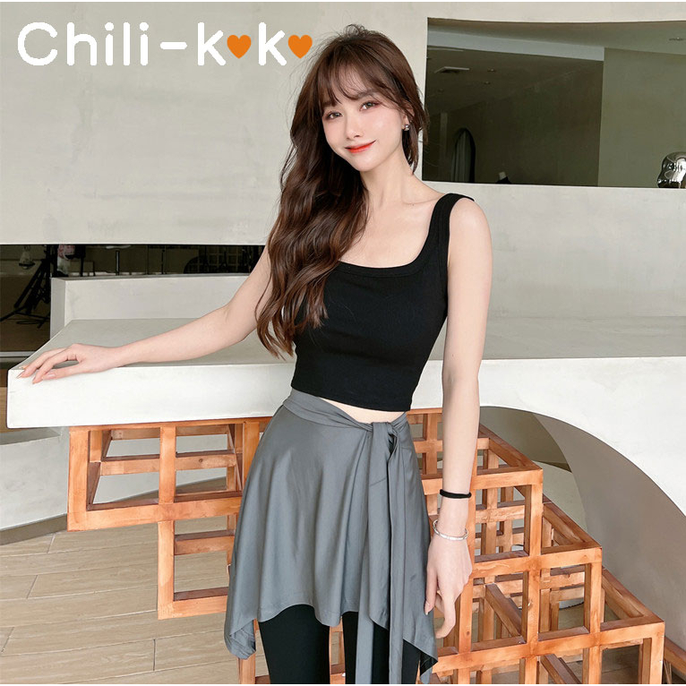 Chili_koko 6232 กระโปรงยาวถึงต้นขา กระโปรง ผ้าผูกคลุมสะโพก คลุมก้น เหมาะกับการเล่นโยคะ เต้นรํา ฟิตเนส สําหรับผู้หญิง