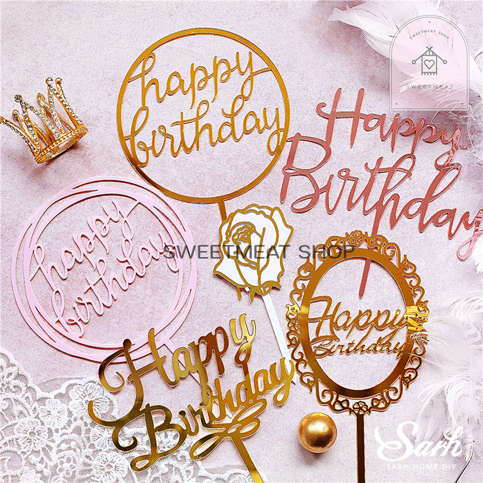 ป้ายHBD ป้ายอะคริลิค แต่งเค้ก