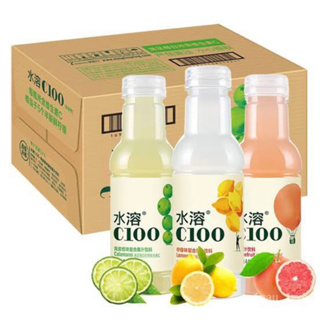 C100 juice 445ml. Water soluble lemon apple &amp; grapefruit เครื่องดื่มน้ำผลไม้2รส นำเข้าจากจีน🇨🇳