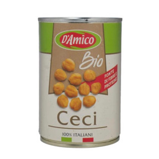 D’amico Organic chick peas 400กรัม 🇮🇹ถั่วลูกไก่ออร์แกนิคในน้ำเกลือ กระป๋องนำเข้าจากอิตาลี