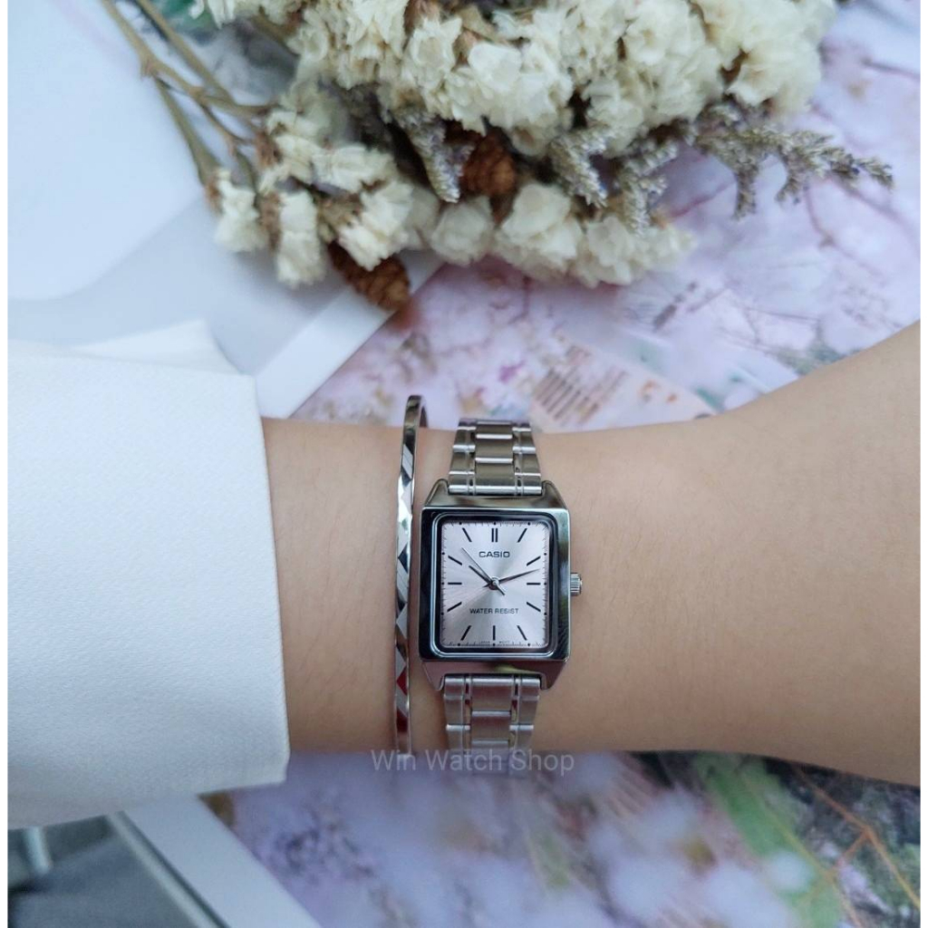 นาฬิกา Casio แท้ รุ่น LTP-V007D นาฬิกาข้อมือผู้หญิง สายแสตนเลส หน้าปัดเหลี่ยม - ของแท้ รับประกันสินค้า 1 ปีเต็ม