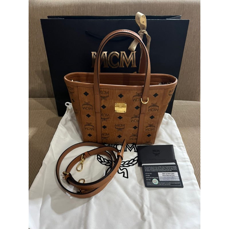 Mcm toni shopper in visetos mini