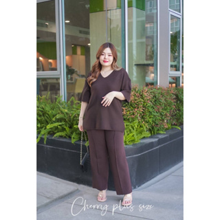 🔥Plussize🔥ชุดเซทเสื้อ+กางเกงคนอ้วน🔥 เสื้อหน้าผ้าก่อนยืด 50”ยืดถึง 65      กางเกงก่อนยืด  26”ยืดถึง 46