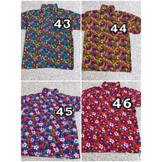 เสื้อคอปกลายดอก เสื้อสงกรานต์ผ้าสปัน รุ่นมีไซต์