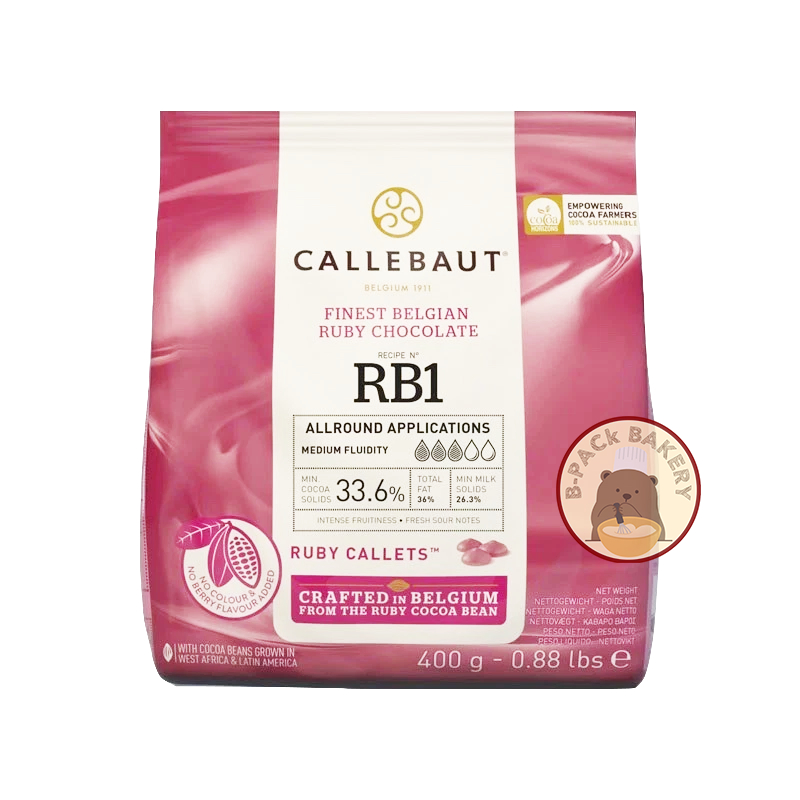 (CLB Ruby 400g) CALLEBAUT RUBY FINEST BELGIAN CHOCOLATE 33.6% 400g