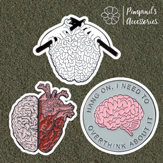 ʕ •ᴥ•ʔ ✿ พร้อมส่ง : เข็มกลัดเซ็ทสมองและหัวใจ | Brain &amp; Heart Enamel Brooch Pin Set.