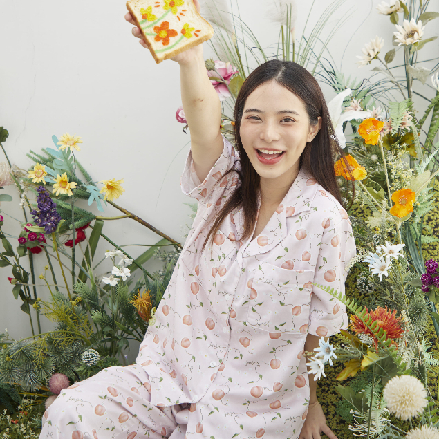 ชุดนอน sliptosleep -Peach Holiday Pants Set