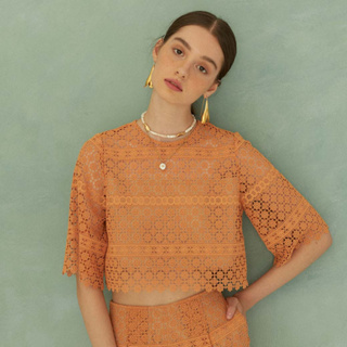 NEW !! Perana เสื้อลูกไม้ NINA Blouse (สีส้ม Orange )