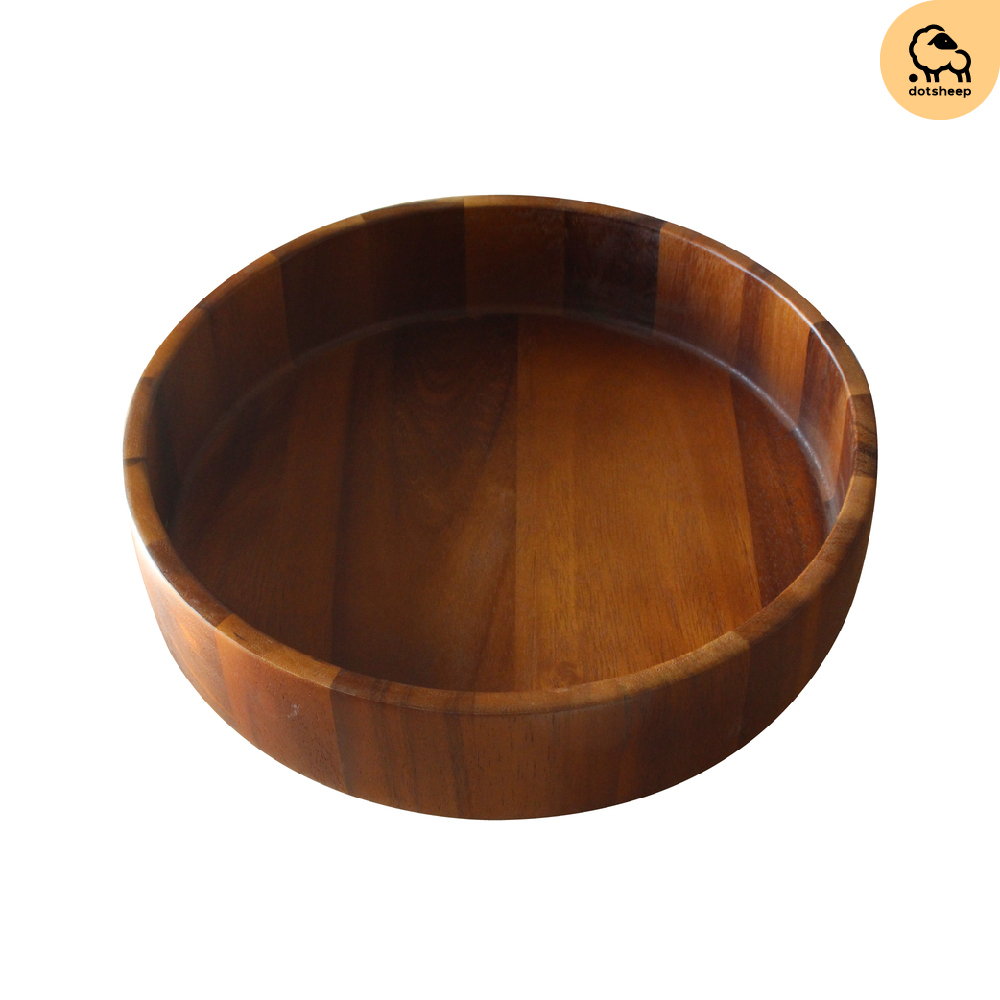dotsheep ถาดไม้กลม 11 นิ้ว ไม้จามจุรี ถาดเสิร์ฟกาแฟ ถาดไม้ใส่ผลไม้ ใส่ของ พร้อมเคลือบ Food Grade (55