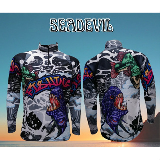 เสื้อตกปลา JK Thailand เสื้อกันยูวี ลาย SEADEVIL ป้องกันรังสี UV 80% แห้งเร็ว