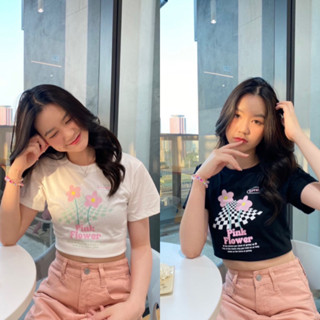 🌸 Pink Flower 🏁: Crop เสื้อครอป เสื้อครอปน่ารักๆจากแบรนด์ Lemon Peach 🍑 🍋 อก 32-36 ยาว 16