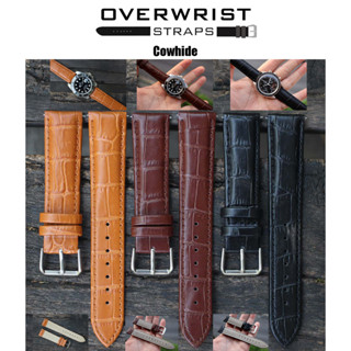 สายนาฬิกา สายหนังวัวแท้ ปั๊มลายจระเข้ overwrist cowhide leather strap