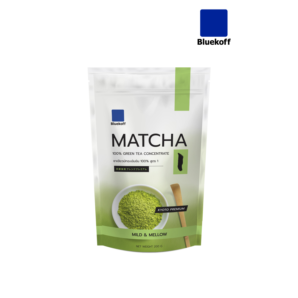 Bluekoff ผงชาเขียวมัทฉะเข้มข้น 100% Matcha Greentea Premium สูตร 1 (บรรจุ 200 กรัม)