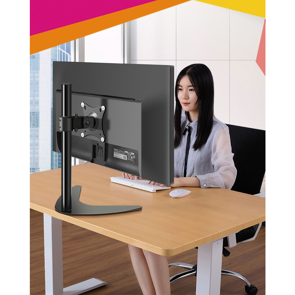 E21 ขาตั้งจอคอม สูง60cm จอมอนิเตอร์ รองรับ 14-32” พร้อมน๊อตยึดจอ หมุนซ้ายขวาได้360องศา monitor