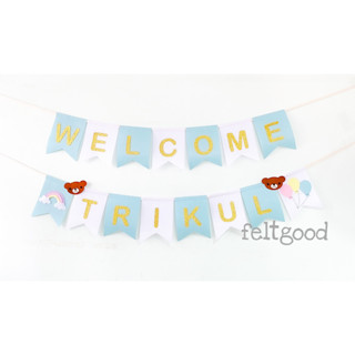 (1ใบ)(ทักแชท)(มีภาษาไทย) ธงวันเกิด ธงอักษร ป้ายชื่อเด็ก ธงประดับ BabyBanner ผ้าสักหลาด1 ใบ ไม่ใช่ทั้งเส้น