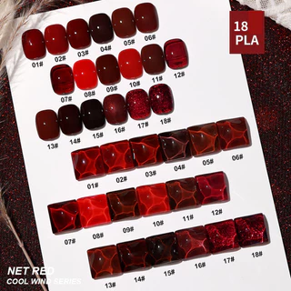 สีแดงเฉด 18 สี แดงเลือดนก PLA สีเจล สีทาเล็บ แบรนด์ AS