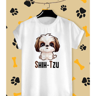 เสื้อยืดสกรีนลาย น้องหมา ชิสุ (Shih tzu) เนื้อผ้า TK สวมใส่สบาย ไม่หด ไม่ย้วย