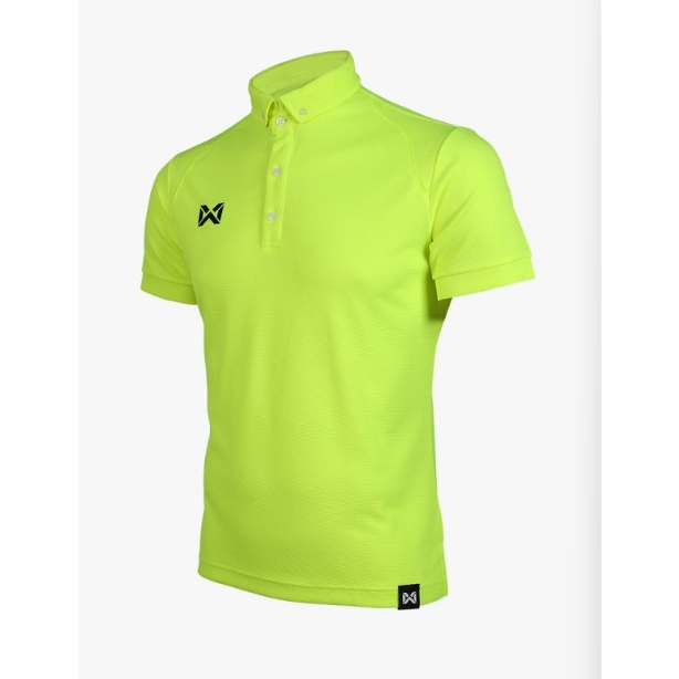 เสื้อโปโลWarrix WA-PLAN15-G2 สีเขียวสะท้อนเเสง ผ้าแจคการ์ด ลายอะตอม เย็นสบาย ระบายเหงื่อ