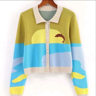 พร้อมส่ง เสื้อไหมพรมคาร์ดิแกนแขนยาวกระดุมเป็นไข่มุกใช้งานได้จริงทอลายสวยสีสันสดใสเนื้อผ้าแน่นๆแต่นิ่มใส่สบายขนาดฟรีไซส์