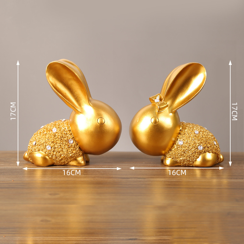 🐰พร้อมส่ง🐰ตกแต่งห้อง โมเดลกระต่ายคู่สีทอง วัสดุเนื้อเรซิ่น วางตั้งประดับตกแต่งบ้าน ห้องทำงาน ห้องรับแขก น่ารักมากค่า - รูปที่ 5