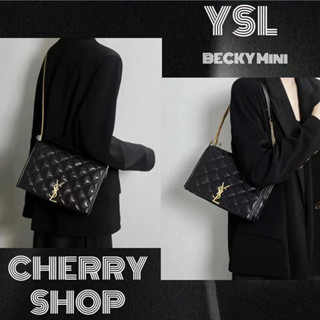 🍒Saint Laurent / YSL BECKY Mini Square Quilted Lambskin Chain Bag กระเป๋าสะพายสุภาพสตรี