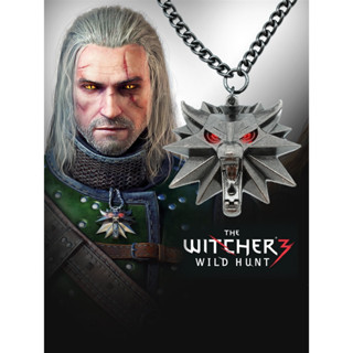 สร้อยคอพร้อมจี้หมาป่าขาว (ตาไฟ LED) THE WITCHER The Witcher 3 จี้สร้อยคอ The Wolf Head