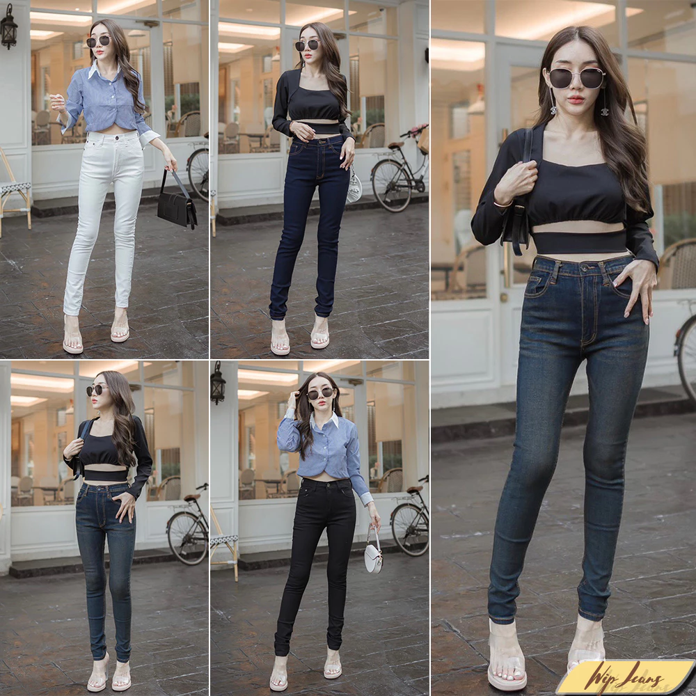 📌กางเกงยีนส์ทรงเดฟผู้หญิงเอวสูงผ้ายืด 👖 มีไซส์ใหญ่ bigsize กางเกงยีนส์เอวสูงขาเดฟผ้ายืด