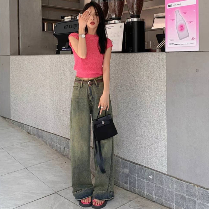 MKL เสื้อไหมพรม แขนสั้น ผ้าถักแบบบางเข้ารูป ใส่สบาย สไตล์ฝรั่งเศส #W6651