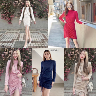 SS18185 เดรส แขนยาว กระโปรงรูดเชือก Dress, long sleeves, drawstring skirt