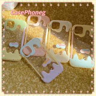 🍑CasePhoneg🍑ป้องกันการหล่น ขอบเต็ม 11 14 pro max เคสใส ระลอก หวานสวย เล็กและสด case for iPhone 12 13