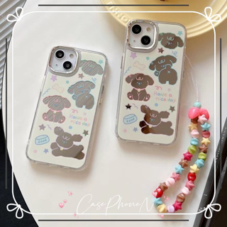 เคสไอโฟน iphone 11 14 Pro Max แบบพลิกปก ins สุนัขสายสี ป้องกันการตก พร้อมโซ่  เคส iphone 12 13 Pro Case for iPhone