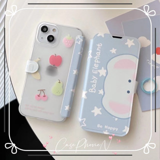 เคสไอโฟน iphone 11 14 Pro Max การ์ตูน น่ารัก ช้าง พลิกปก เคส ความคิดสร้างสรรค์  iphone 12 13 Pro Case for iPhone