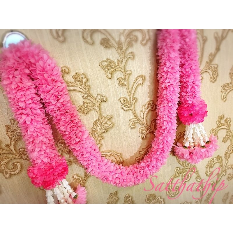 ฟรีค่าจัดส่ง | พวงมาลัยผ้าสองชาย พวงมาลัยสองชาย สีชมพู