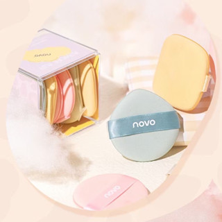 Novo Powder Puff [No.5914] เซตฟองน้ำแต่งหน้า 6 ชิ้น สีพาสเทล เนื้อนุ่ม เกลี่ยง่าย ไม่บาดผิว