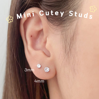 ต่างหูเพชร 💎✨ ต่างหูสแตนเลสเกรดการแพทย์ 3มิล 4 มิล ต่างหูคนแพ้ง่าย รุ่น Mini Cutie Stud 3mm 4mm l nood.bkk